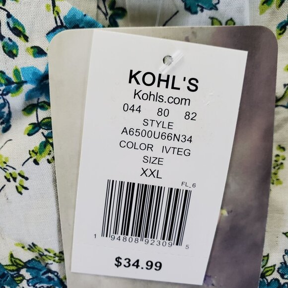 Lily Rose Dress Womens XXL White & Blue Floral Puff Sleeve Short *NWT* - Picture 3 of 9